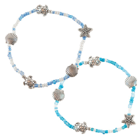 Sea Turtle Scallop Stretch Anklet