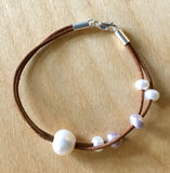 Pearl Orbit Leather Bracelet