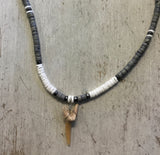 Wood Bead Shark Tooth Necklace