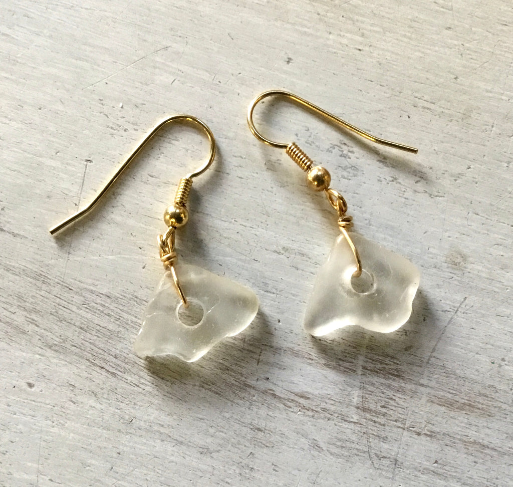 Drilled Seaglass Dangle Earrings
