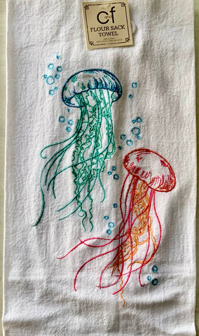 Sea Life Stitched Flour Sack Towel