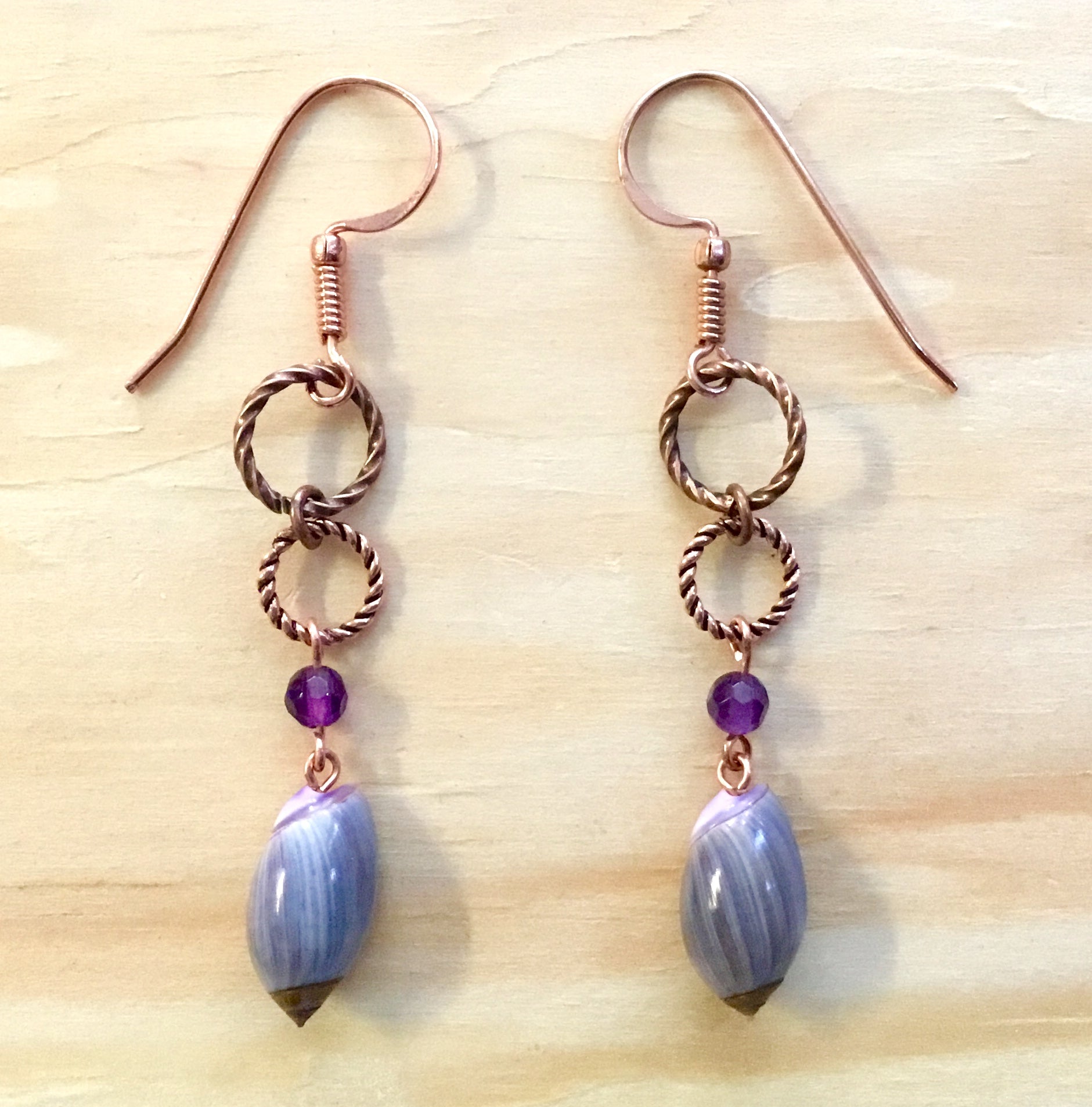 Purple shell earrings sale