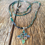 Abalone Floral Cross Necklace