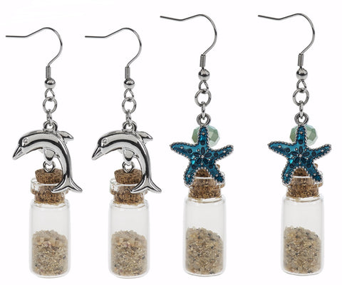 Sea Life Sand Bottle Earrings