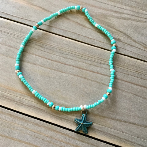 Starfish Beaded Stretch Anklet
