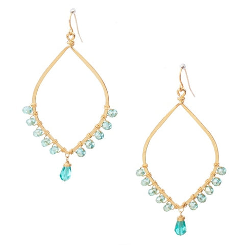 Teal Beaded Hoop Earrings