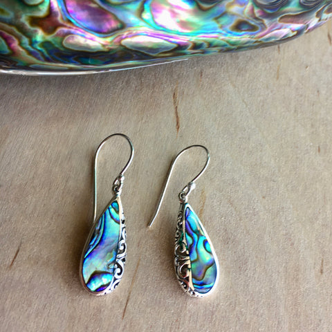 Filigree Seashell Tear Drop Earrings