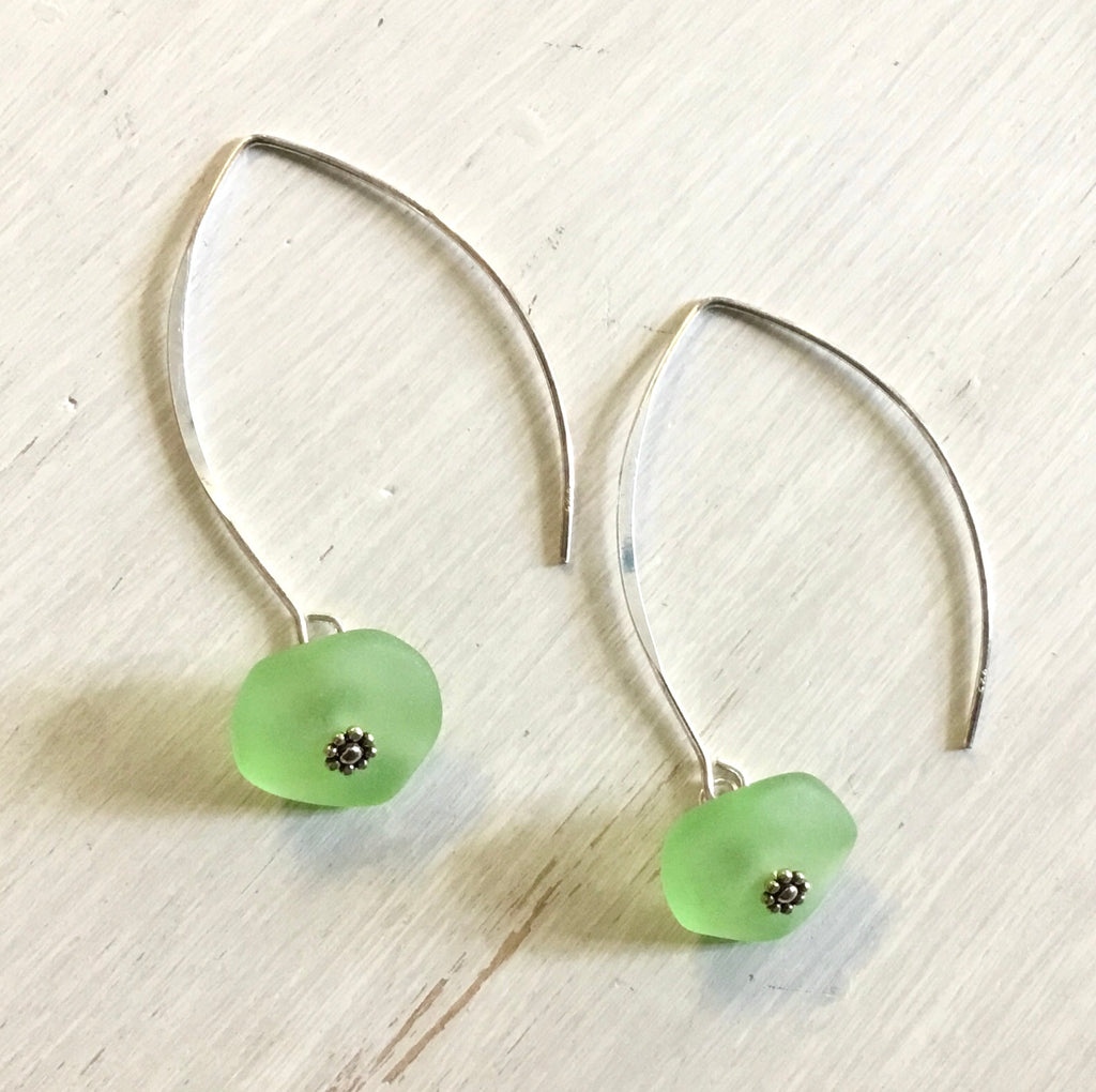 Sea Green Seaglass Hoop Earrings