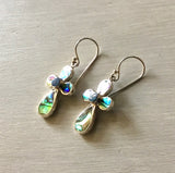 Abalone Stone Cross Earrings