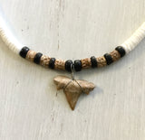 Puka Shell Cork Shark Tooth Necklace