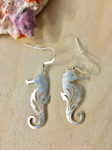 Silhouette Seahorse Brass Earrings
