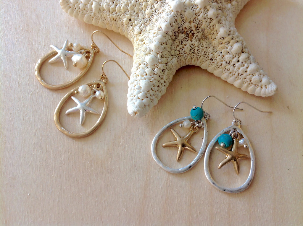 Starfish Drop Hoop Earrings Sea Things Ventura