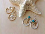 Starfish Drop Hoop Earrings