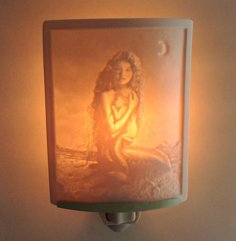 Mermaid and Sealife Engraved Porcelain Nightlight