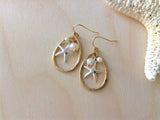 Starfish Drop Hoop Earrings