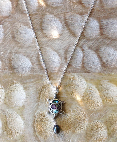 Sea Turtle Abalone Pearl Necklace