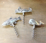 Mermaid Fish or Whale Pewter Corkscrew