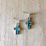 Mini Abalone Cross Earrings