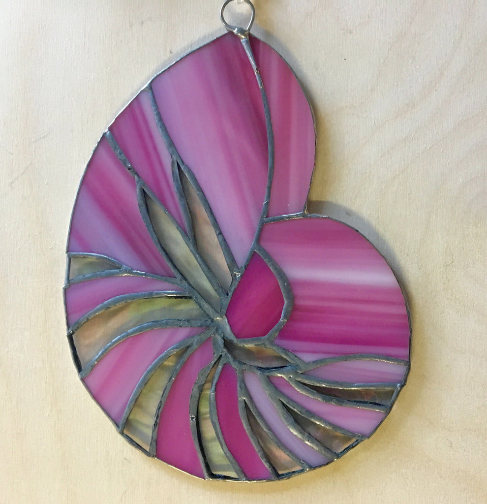 Pink Nautilus Stained Glass