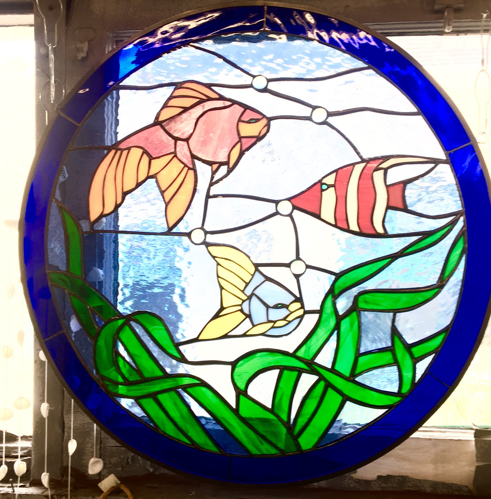 Round Kelp Life Stained Glass