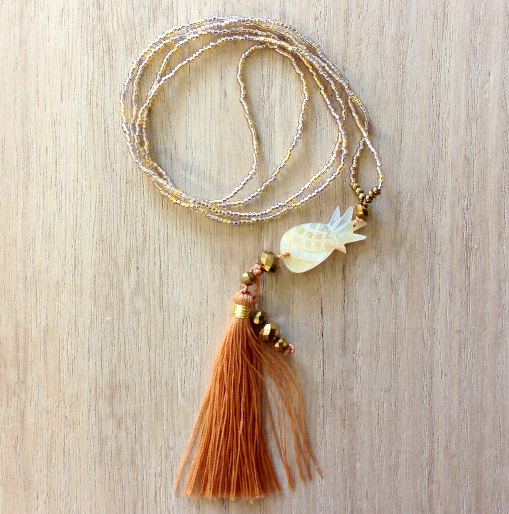 Shell Pineapple Tassel Beaded Necklace