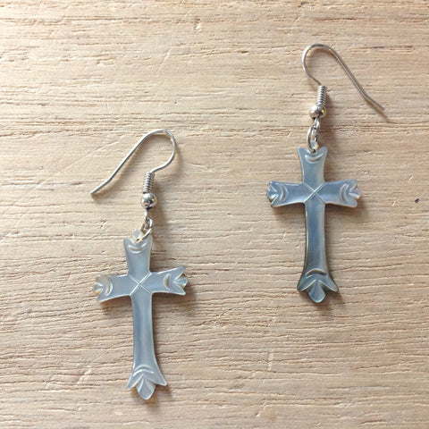 MOP Shell Cross Earrings