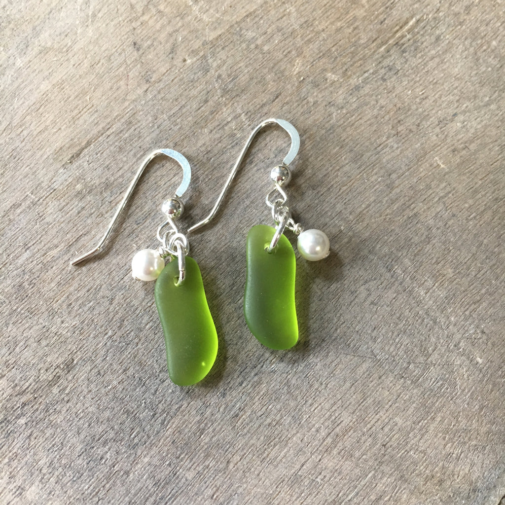 Green Seaglass Earrings