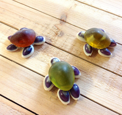 Sea Glass Cowrie Shell Turtle