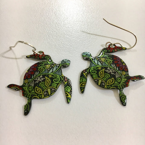 Paisley Sea Turtle Earrings