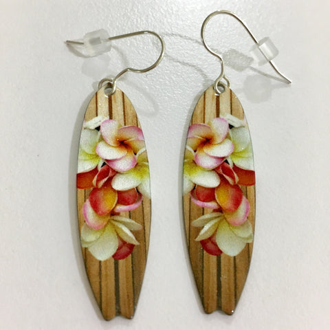 Plumeria Surfboard Earrings