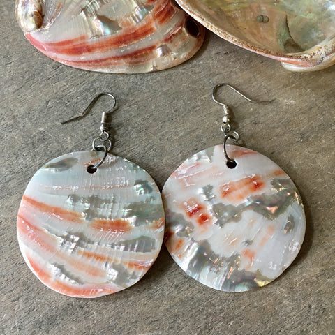 Red Abalone Circle Earrings