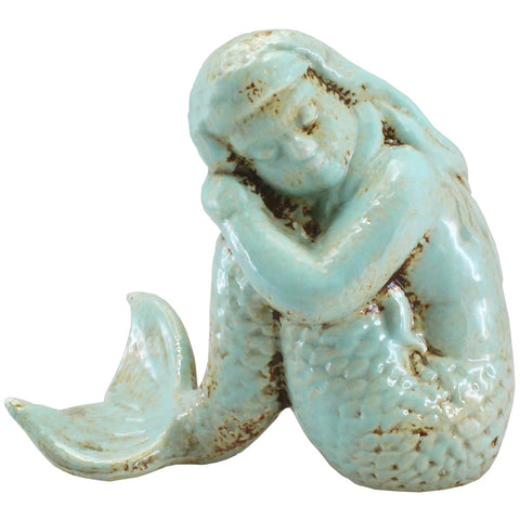 Pensive Sitting Mermaid Statue