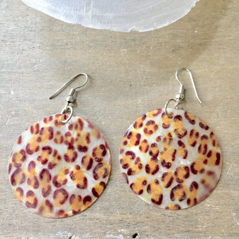 Leopard Print Capiz Earrings