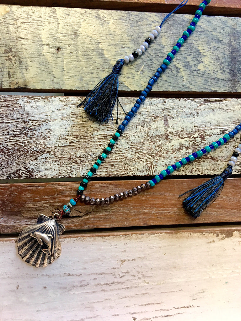 Dolphin Shell Tassle Necklace