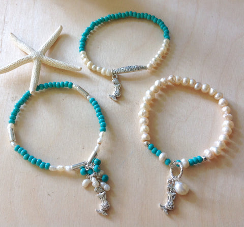 Mermaid Pearl Charm Bracelets