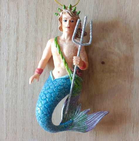 Silver Trident Merman Ornament