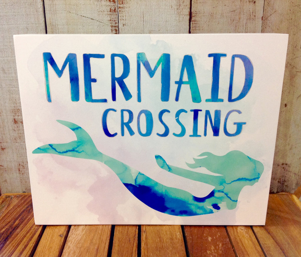 Watercolor Mermaid Crossing Sign