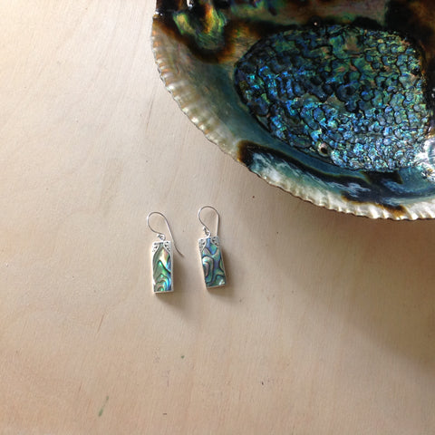 Abalone Stylized Rectangle Earrings