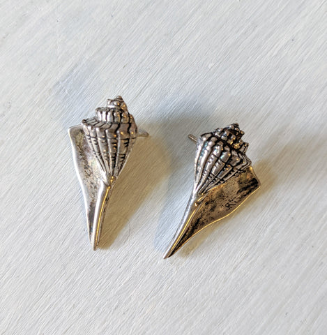 Silver Conch Stud Earrings