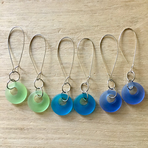 Sea Glass Long Hoop Earrings