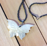 Mop Butterfly Hematite Necklace