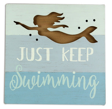 Keep Swimming Mermaid Silhouette Sign