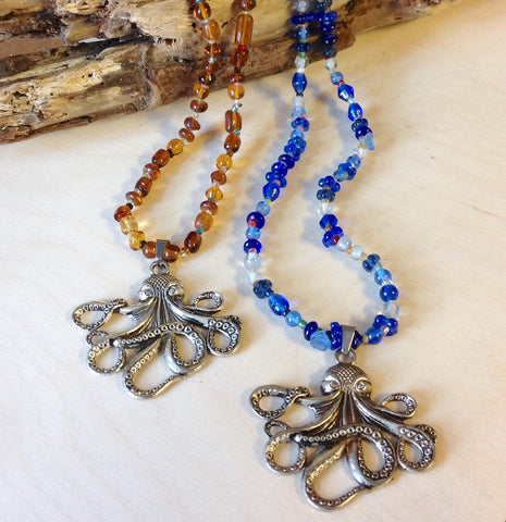 Octopus Pendant Beaded Necklaces