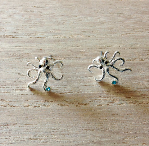 Crystal Octopus Stud Earrings