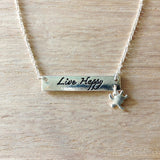 Live Happy Bar Necklace