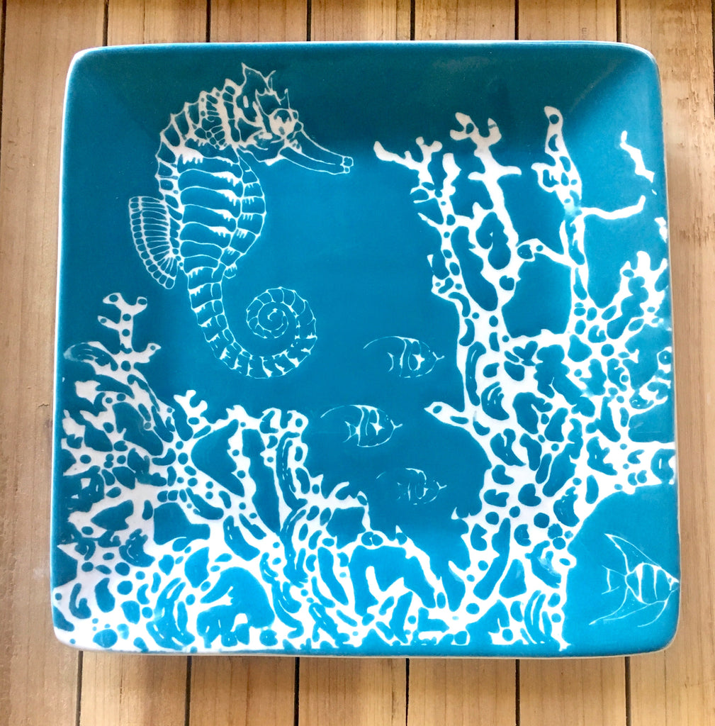 Seahorse Coral Plate