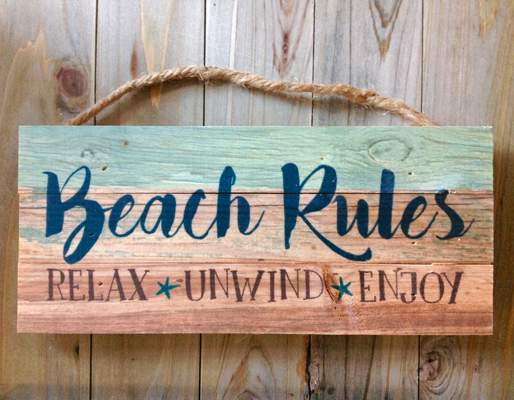 Beach Rules Rope Sign