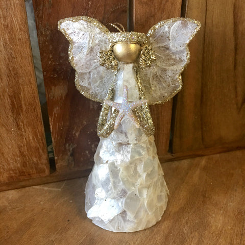 Capiz Golden Angel Ornament