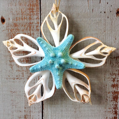 Double Bumpy Blue Starfish Ornament