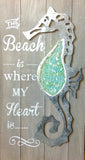 Mosaic Seahorse Beach Sign